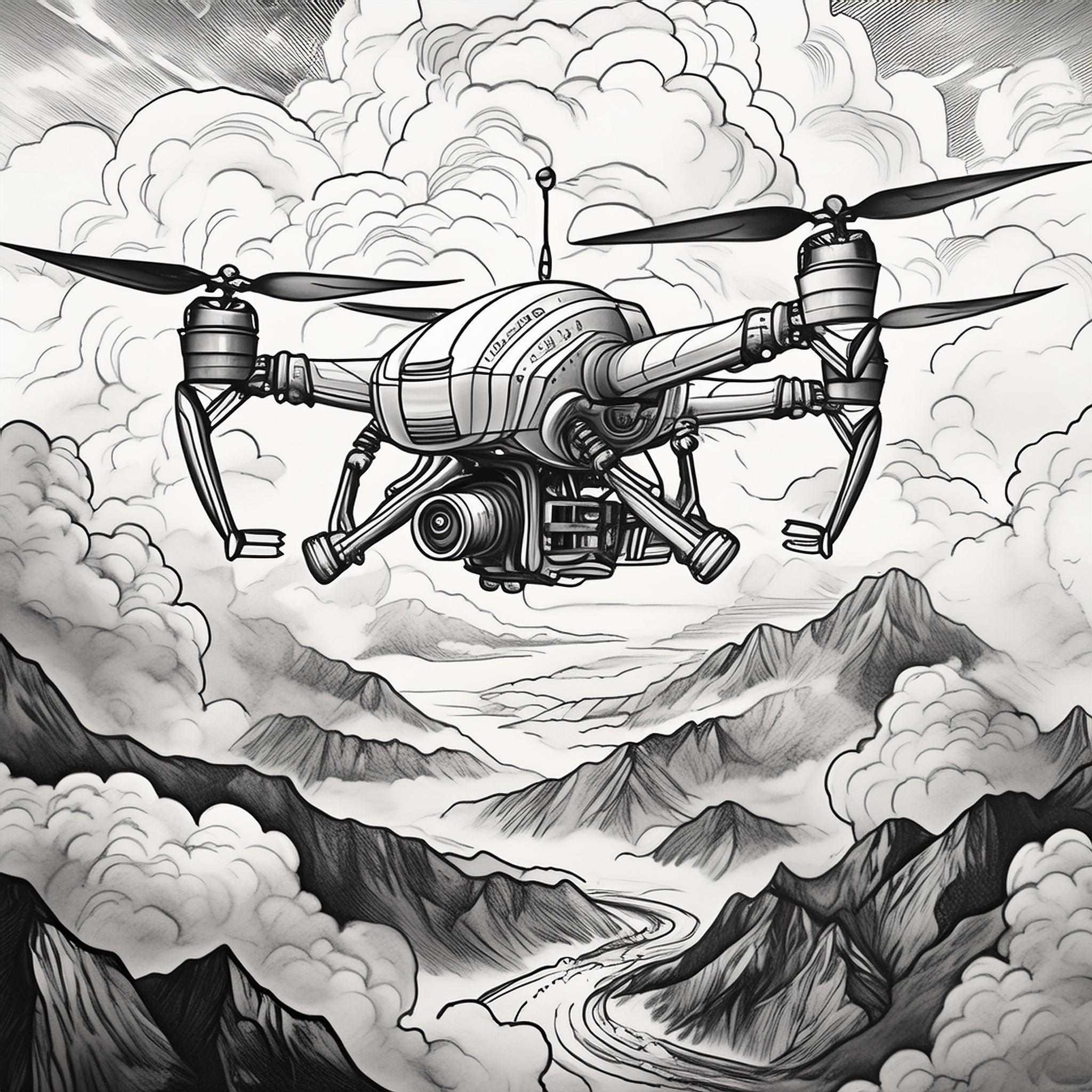 Surveillance drone above clouds