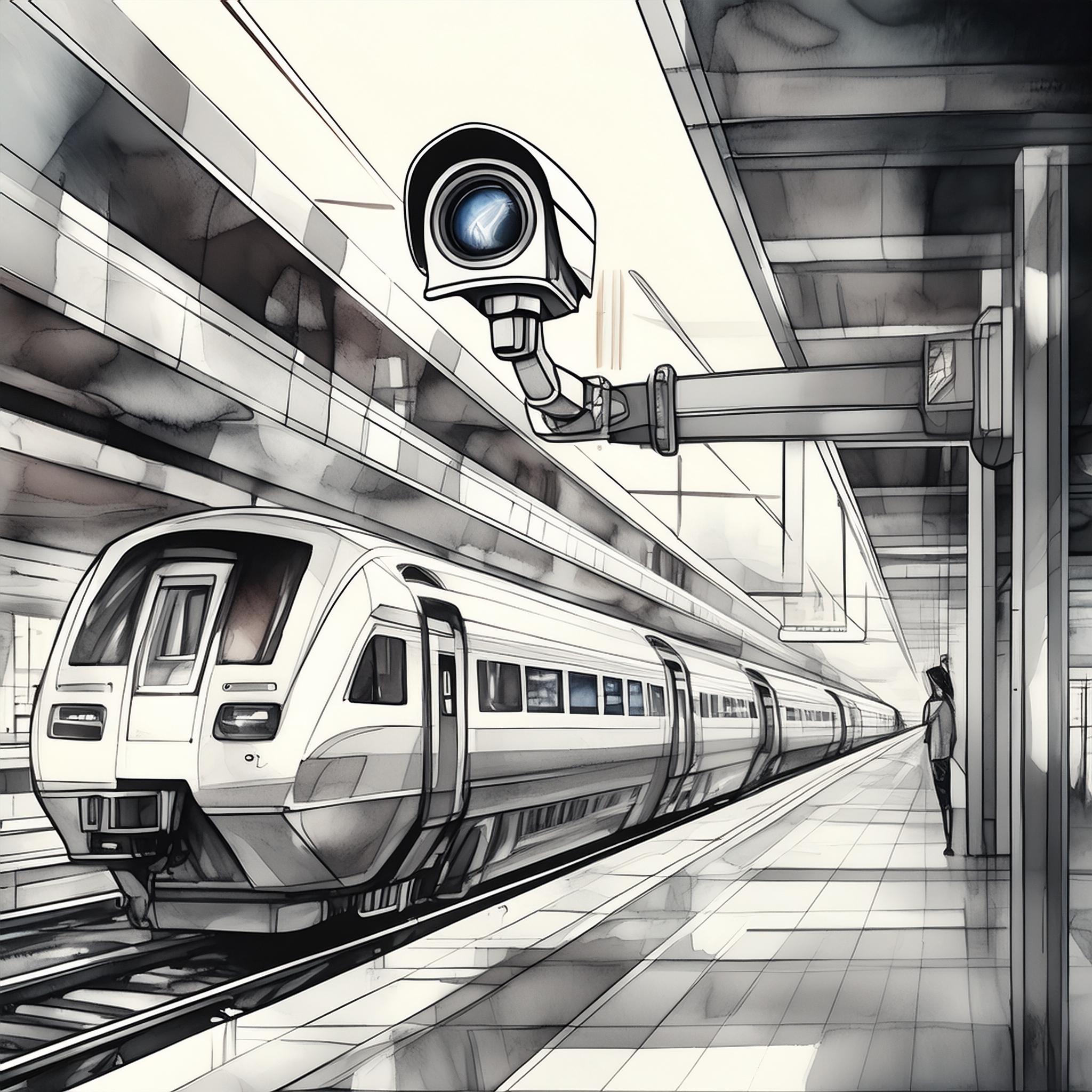 Train station with discrete surveillance camera